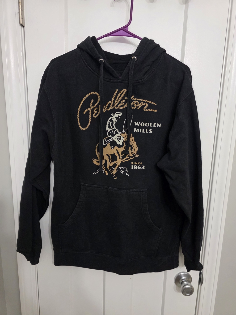 Pendleton Black Pullover Hoodie with Tan Rodeo Graphic